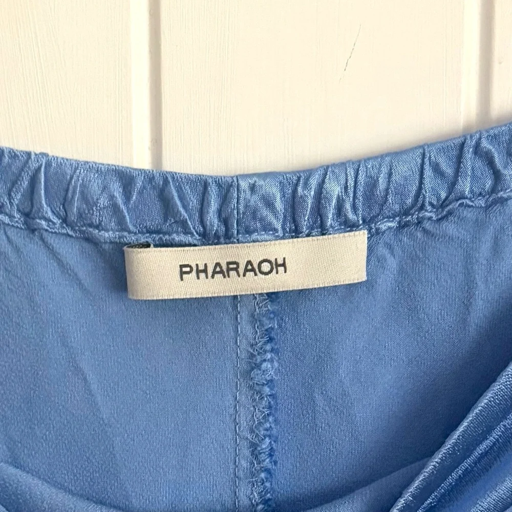 Pharaoh Collection Riley Skirt Vintage Satin Periwinkle Blue Midi Size 1 Small - Picture 5 of 11